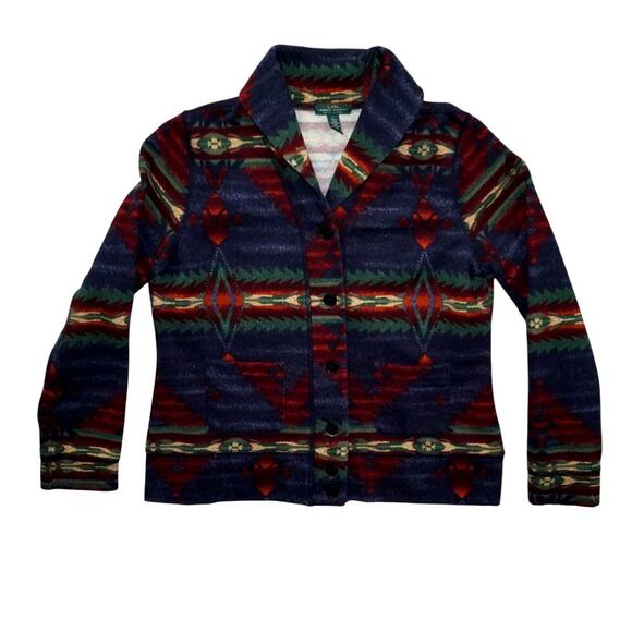 Ralph Lauren LRL Lauren Jeans Co Southwestern Aztec Cardigan Shawl Collar Size L - Picture 8 of 9